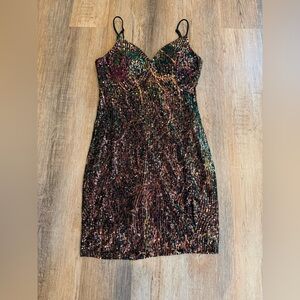 City Studio Multicolor Sequin Bodycon Mini Dress juniors size 7